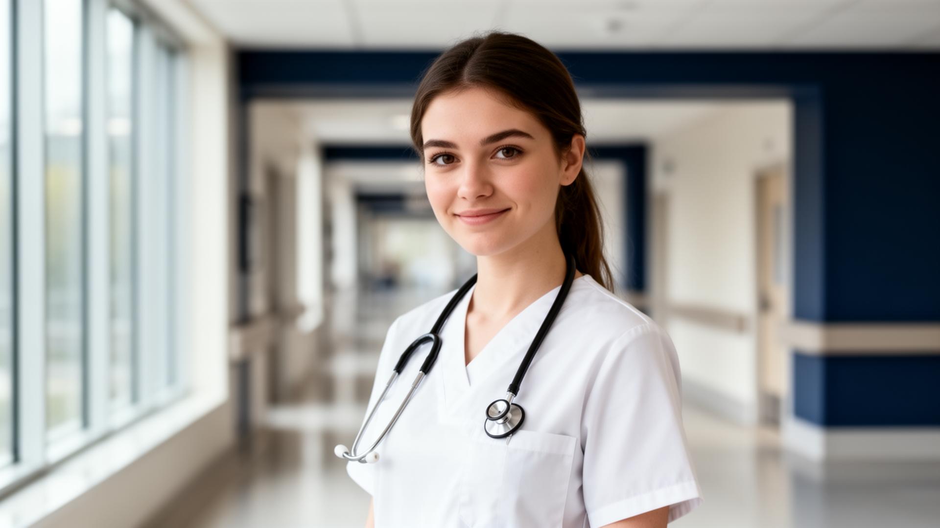 Estudiante de FP sanitaria en un hospital